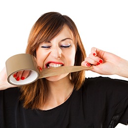 Patient in Concord biting into duct tape